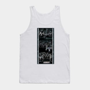 Tuk Tuks At Night In Thailand - Abstract Triptych Illustration With Film Strip Framing Tank Top